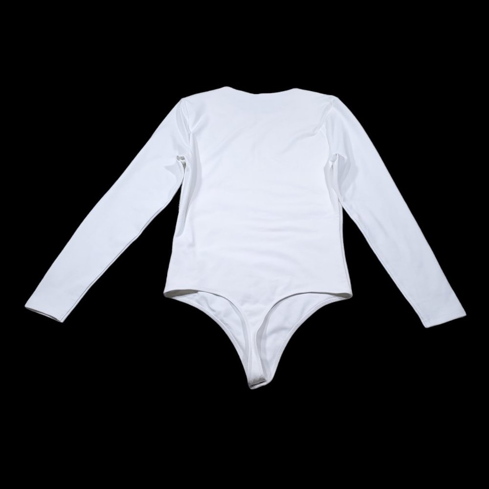 Abercrombie Soft A&F Collection Crew Neck Long Sleeve White Bodysuit Size Large - Picture 2 of 8